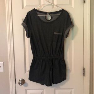 Black Chambray Romper